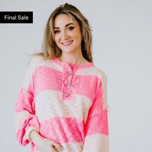 Lauriebelles Large white & pink long sleeve blouse